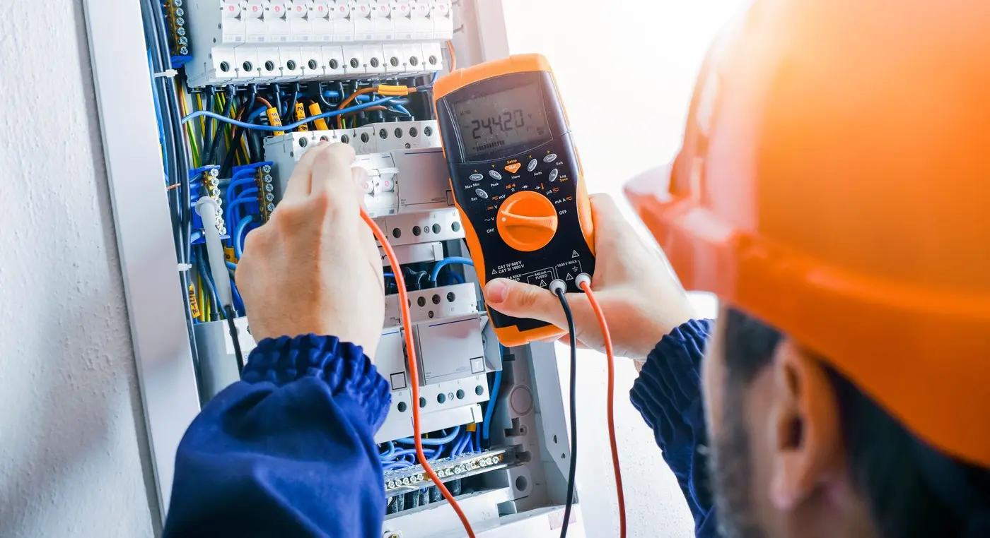 Close-up of an electrical system being tested
