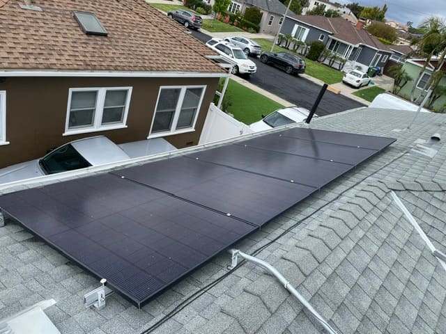 Solar panel array installed on a residential roof