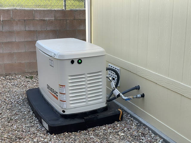 Installed standby generator with connected electrical conduits